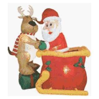   Inflatable   Deer Pulling Santa from Sleigh LG Patio, Lawn & Garden