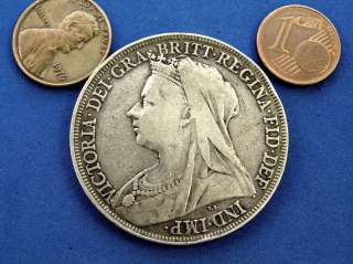   BRITAIN CROWN 1895 LVIII LARGE SILVER Coin. Queen Victoria Old Head