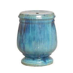 Turquoise Blue Urn Shaped Ceramic Garden Stool Seat  
