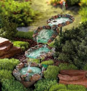 Cascading Pools Garden Yard Fountain Stake Outdoor Decor Polyresin NEW 