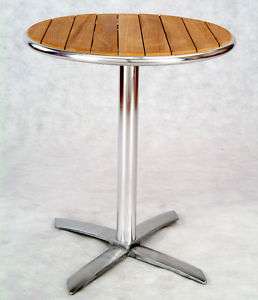 Modern Outdoor Teak Aluminum Round Patio Table  