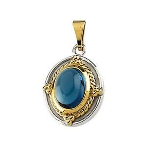  8x6mm London Blue Topaz Pendant/Sterling Silver Jewelry