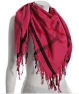 style #303888501 pink cotton silk Feathers fringe scarf