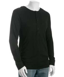 Corpus black cotton henley shirt   