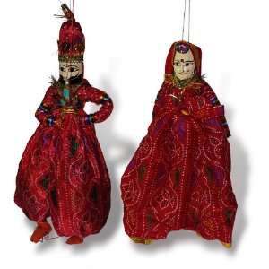  India Puppets Wooden Colorful Face String Handmade Home 
