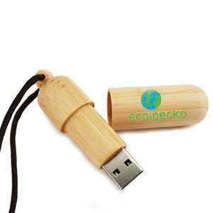  EcoGecko Bamboo Pill Shape USB Flash Memory Drive with 