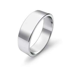 6.4g Mens Flat Wedding Band 6mm 18k White Gold Ring (7) Jewelry