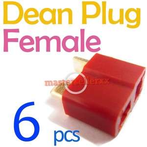 6x Female Dean T plug Lipo Battery golden connector  