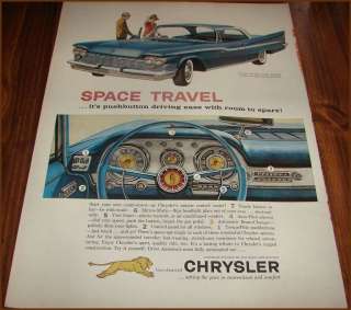 1959 CHRYSLER WINDSOR 2 door Hardtop Ad w/Dash Photo  