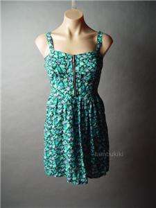 PUNK ROCK Floral Print Exposed Zipper Front Dress XS  