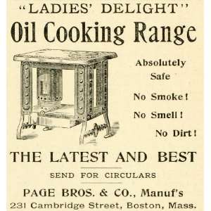  1893 Ad Page Bros Antique Oil Cooking Range Stove Kitchen 