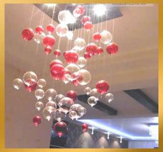 80cm   Red & Clear Glass Bubbles Ball Chandelier Light Pendant Lamp 