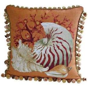  Coral Sea Shells Orange Throw Pillow