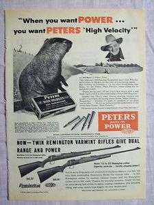   Advertisement Page Remington 722 Rifle Gun Peters 244 Vintage Ad