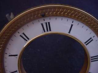 Vintage French Style Egg Dart Brass Porcelain Dial Beveled Glass Clock 