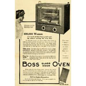 1913 Ad Boss Glass Door Oven Baking Asbestos Lining Huenefeld 
