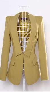Women Lapel Blazer Suit Short Jacket Candy Color Shrug ones shoulders 