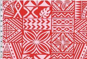 Samoan Red Tattoo Poly Cotton Fabric Print 60  