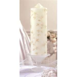  Elegant Ivory Floral Pillar Candle