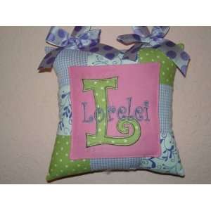   Chenille handmade tooth fairy pillows   Garden Fairy Green and Pink