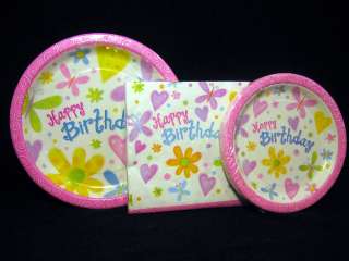 Cutsie Birthday Party Supplies Plates Napkins for 12 Butterflies 