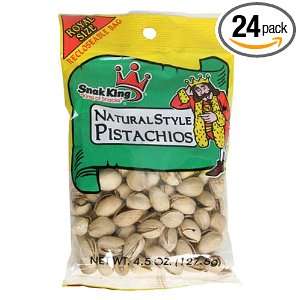 Snak King Natural Pistachios, 5 Ounce Bags (Pack of 24)  