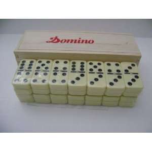   Dominoes 28pc SET Double SIX in Wooden BOX w/ Spinners Toys & Games