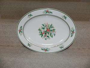   2228 Holly Christmas China Serving Plate Platter 13.25  