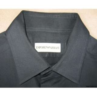Emporio Armani $495 Mens Shirt 15.5/S/35 36 Black Slim Fit Italian 
