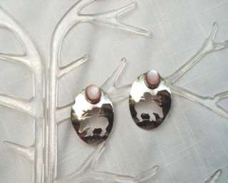 NATIVE AMERICAN STERLING SILVER & PINK MUSCLE SHELL EARRINGS