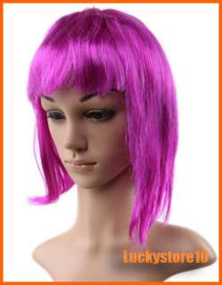   lady Purple BOBO Short Straight party Salon Hair full Wig LH12  