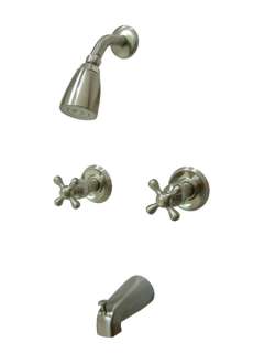   Brass Satin Nickel 2 Handle Tub and Shower Combination Faucet  