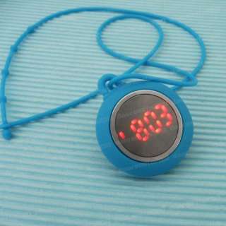 Sky Blue Jelly Children LED Light Necklace Watch DM529U  