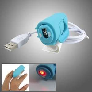  Gino Portable Light Blue Plastic USB Finger Mouse for Laptop 