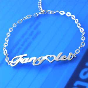 Personalized Name Bracelet St. 925 Silver Bangle Anklet  