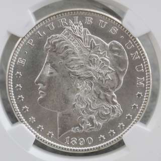 1890 CC Morgan Silver Dollar, VAM 4 Tail Bar Top 100, UNC MS NGC US, 7 