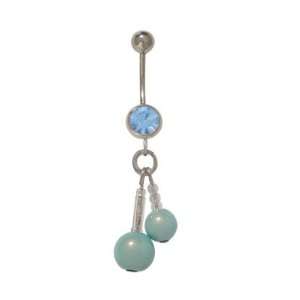  Dangling Semi Precious Stone Belly Ring Surgical Steel 