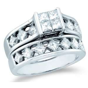   Side Stones Channel Set Princess Cut Diamond Ring (1.99 cttw) Jewelry