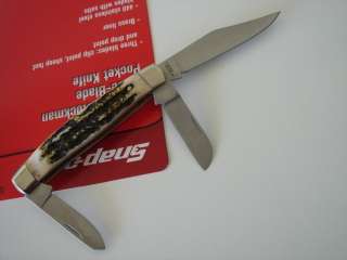NEW SNAP ON SMALL STOCKMAN STAG BONE HANDLE KNIFE 5212  