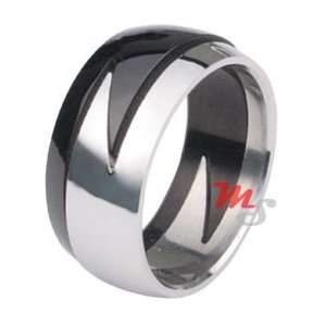    Stainless Steel & Titanium Lightning Puzzle Ring sz 6 Jewelry