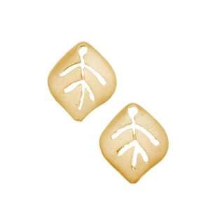  Matte 16KT Gold Plated Quaking Aspen Leaf Charms 14mm (2 