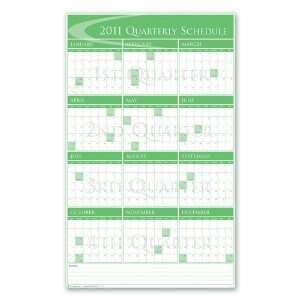  2012 Quarterly   Vertical Wall Calendar   Green Office 