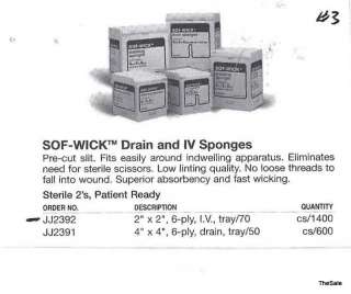 Sof Wick™ I.V. Sponges 2x2 Sterile Dressings NIB  