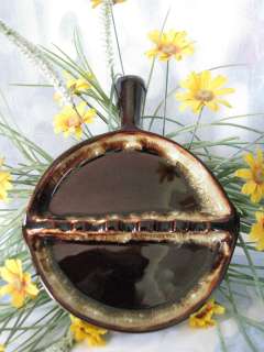   Brown Drip Handled Ashtray or Spoon Rest Back Marked AT32  