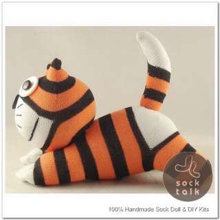   Black Striped Sock Monkey Cheshire Cat Stuffed Animals Toy  