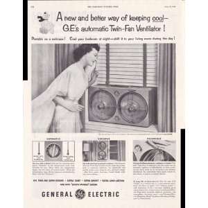  General Electric Twin Fan Ventilator 1953 Original Vintage 