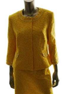 Tahari ASL NEW Adrian Plus Size Skirt Suit Yellow Stretch 18W  