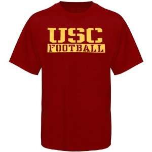  USC Trojans Cardinal Stencil Football T shirt