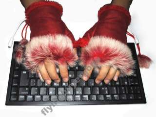   Fur USB PC Winter Two Sides Heating Hand Warmer Glove New  