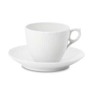    White Half Lace 5.75 Oz Coffee Cup and Saucer